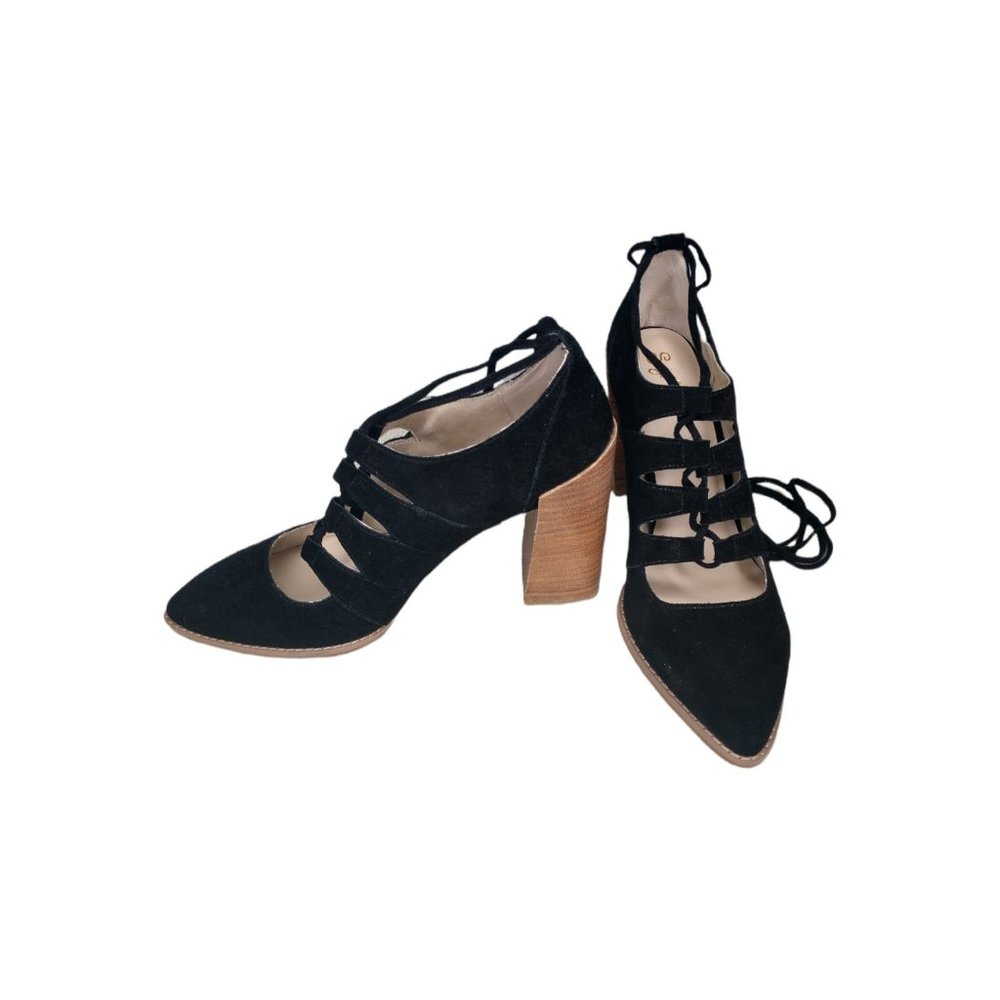 Seychelles Lace Up Ghillie Heel Size 9 NWOT Black Suede - Picture 2 of 7